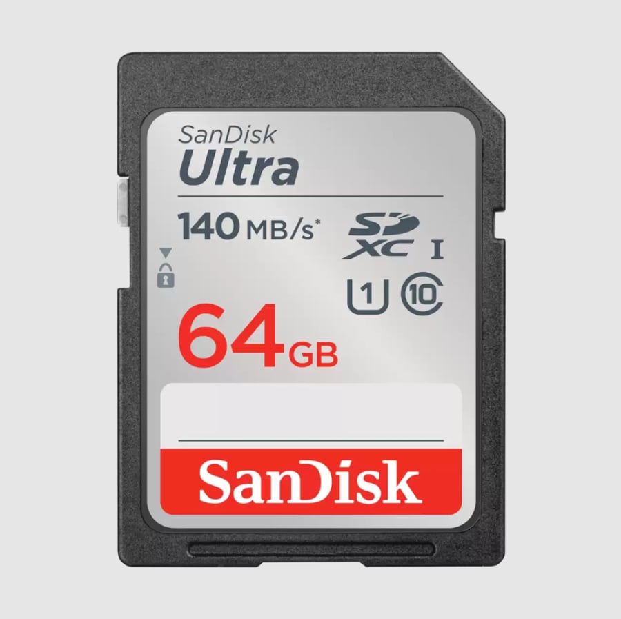 SanDisk Ultra UHS I 64GB SD Card 140MB/s for DSLR and Mirrorless Cameras