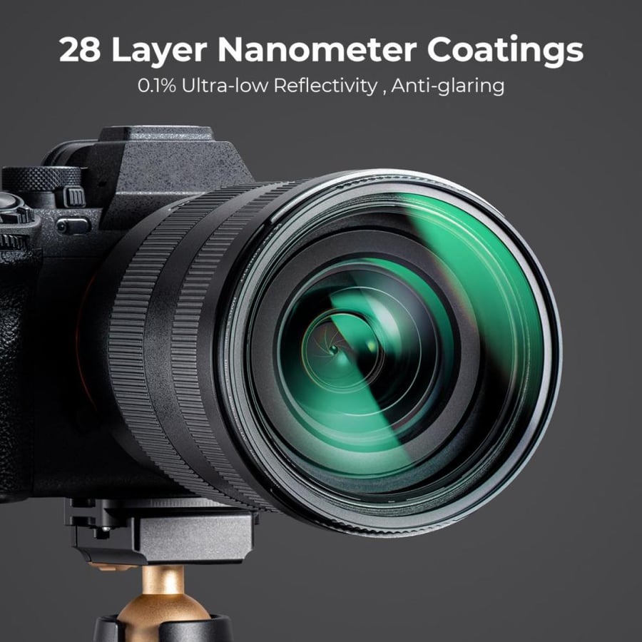 K&F Concept 82mm Ultra-low Reflection UV Filter(titanium coating ) with 28 Multi-Layer Coatings Nano-X Series