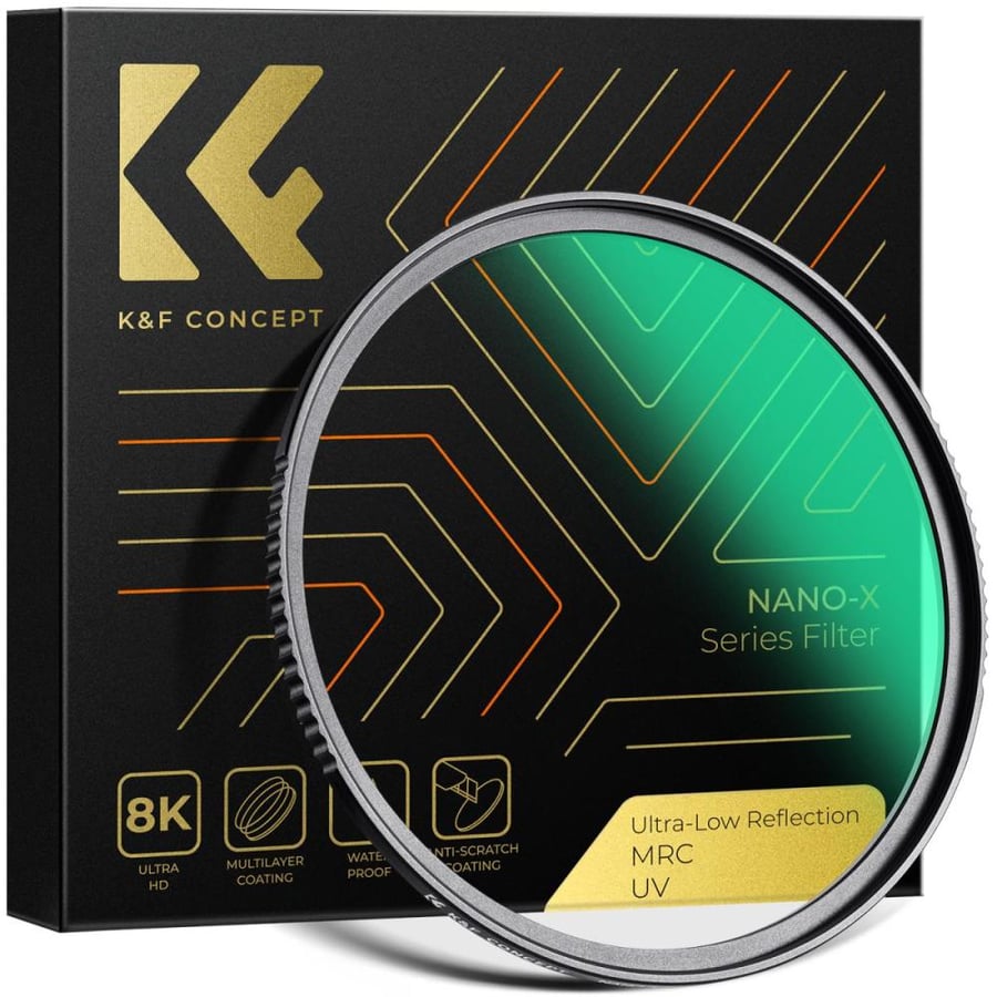 K&F Concept 82mm Ultra-low Reflection UV Filter(titanium coating ) with 28 Multi-Layer Coatings Nano-X Series