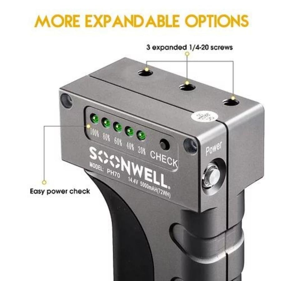 Soonwell PH70 Battery Power Handle for DSLR Camera and Rig Kit