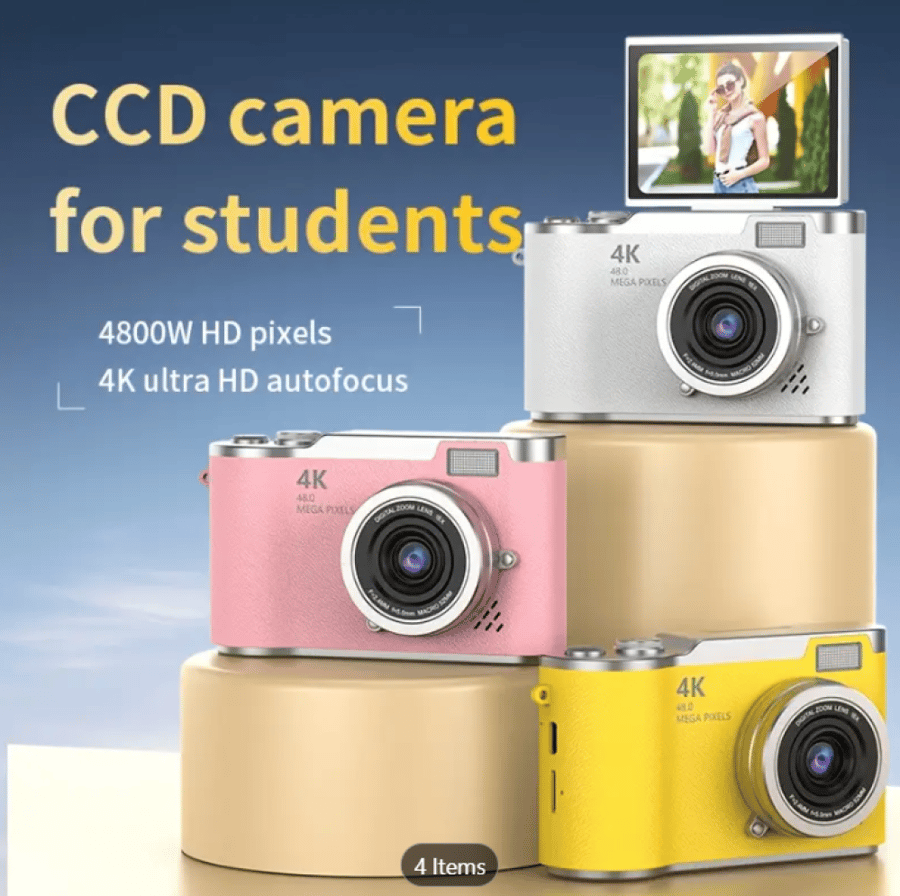 Compact 4K Ultra HD Digital Camera for Students - Versatile(Yellow Color)