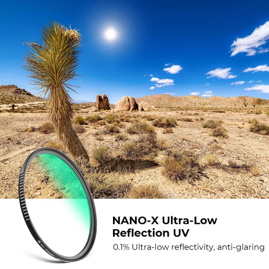 K&F Concept 82mm Ultra-low Reflection UV Filter(titanium coating ) with 28 Multi-Layer Coatings Nano-X Series