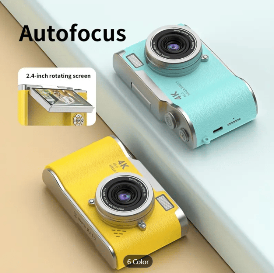 Compact 4K Ultra HD Digital Camera for Students - Versatile(Yellow Color)