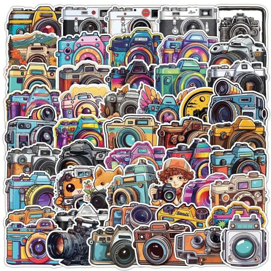Vibrant Cartoon Camera Stickers