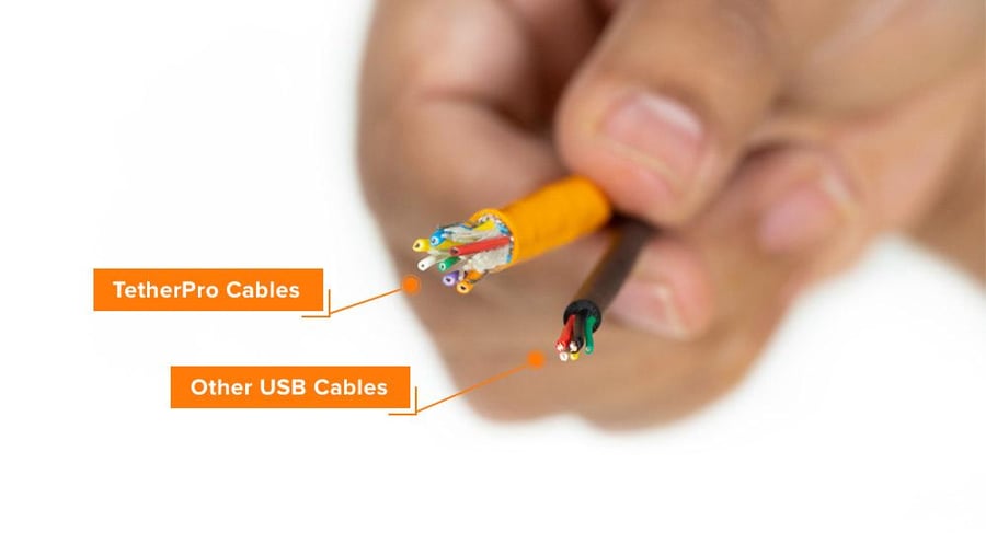 TetherPro USB 3.0 male to Micro-B, 15, Hi-Visibility Orange