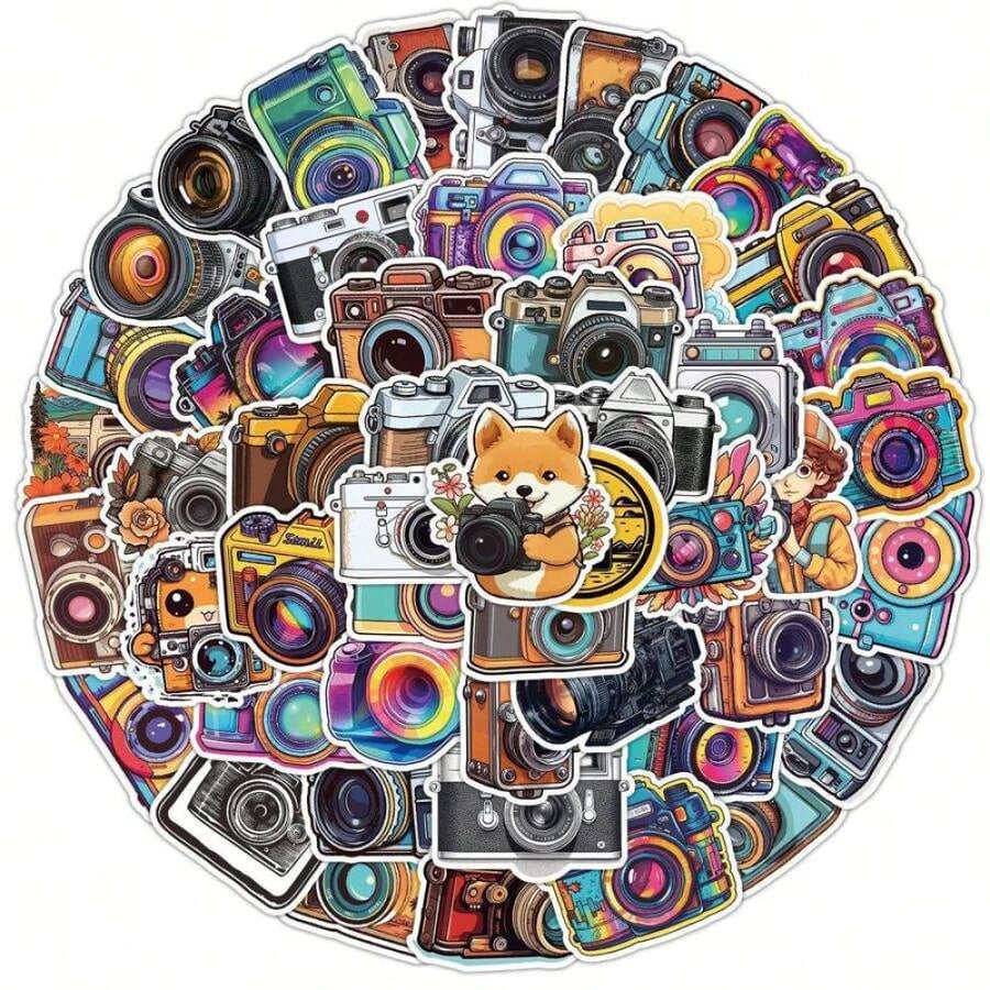 Vibrant Cartoon Camera Stickers