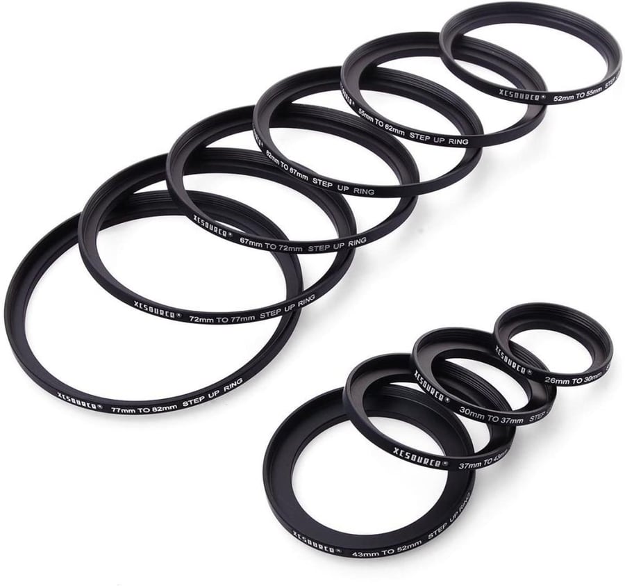 XCSOURCE 20pcs 26 30 37 43 52 55 62 67 72 77 82mm Step Up/Dwon Ring Filter UV Set DC 162