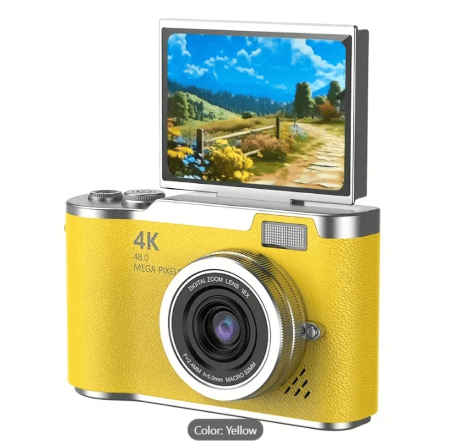Compact 4K Ultra HD Digital Camera for Students - Versatile(Yellow Color)