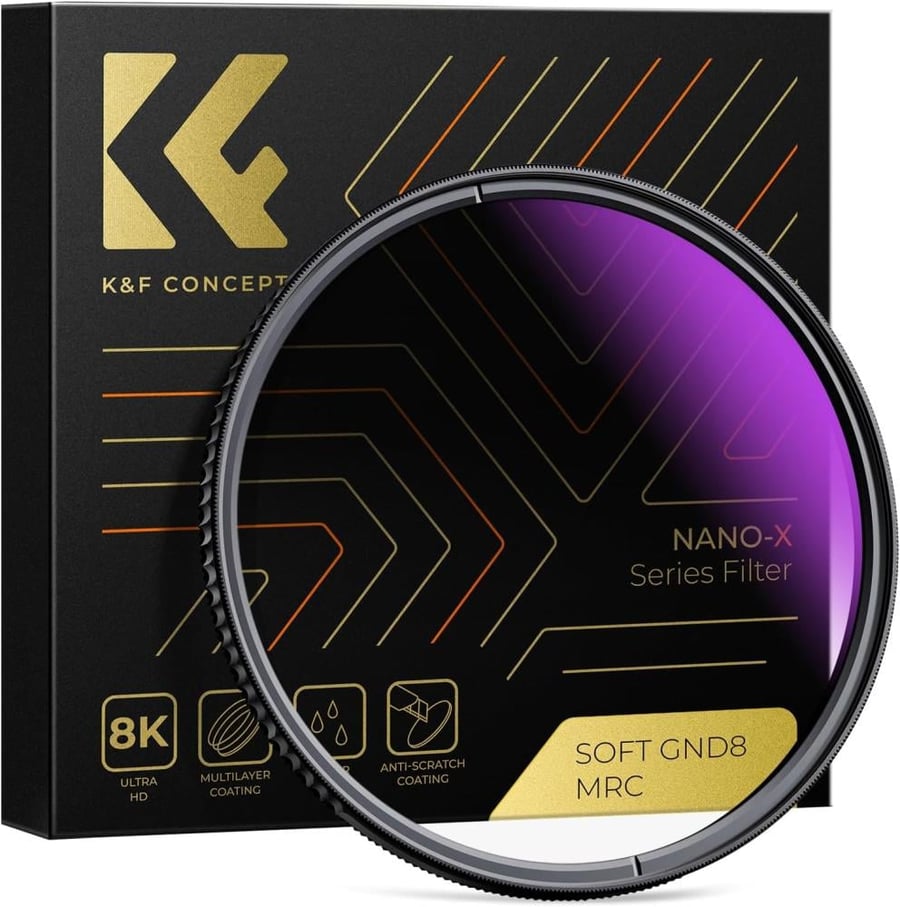 K&F Concept 77MM Nano-X Soft Graduated ND8 Filter, HD, Waterproof, Anti Scratch, Blue Coated