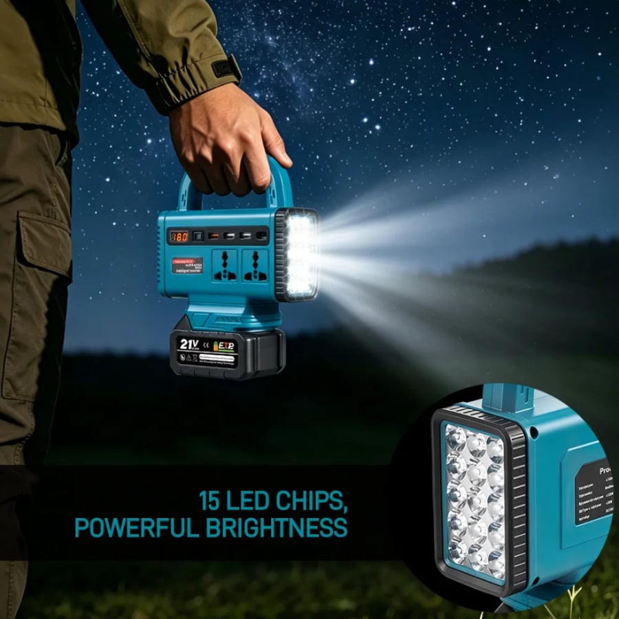 محول كهرباء انفرتر بطارية 150 واط مع بطاريتين وإضاءة LED