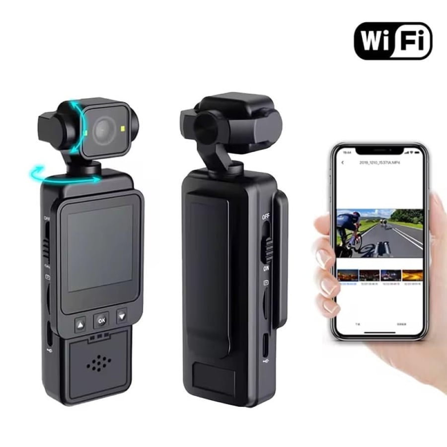 Pocket camera and action camera with rotating lens - for recording your diaries and your outdoor adventures