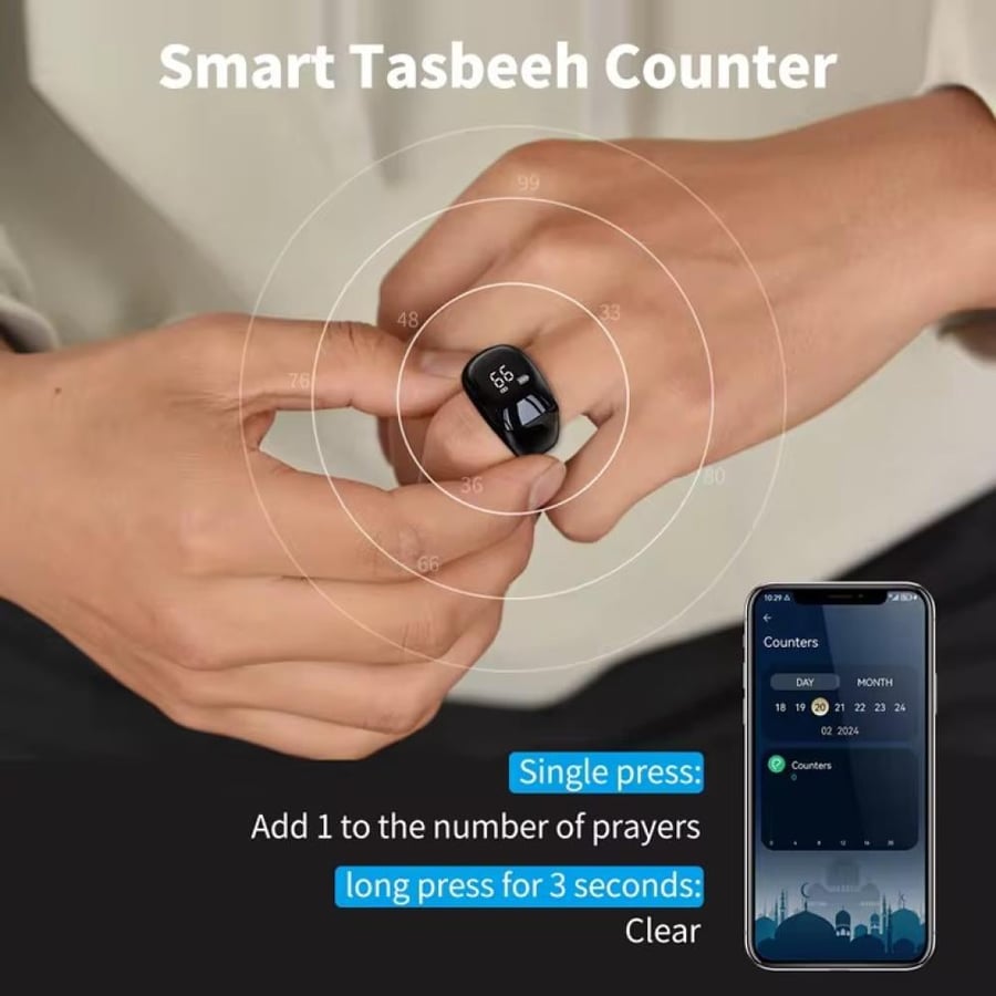 Smart Tasbih Ring, Updated Version, 3 Sizes in 1