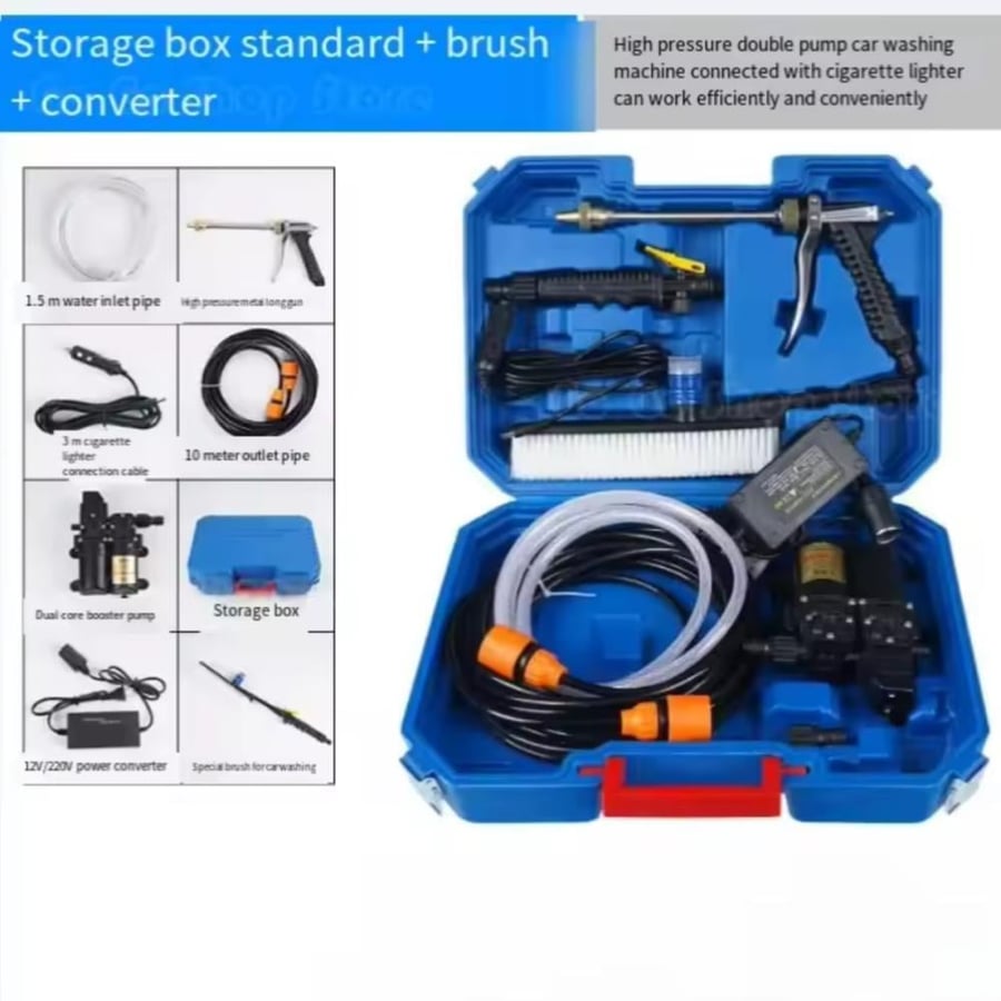 Car washing pump from car or house electricity - 2 motors