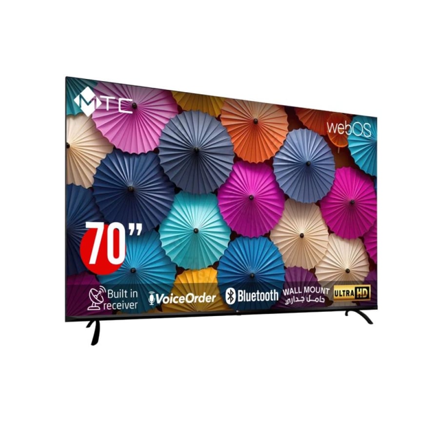 ام تي سي شاشة 70 بوصة سمارت - WebOS - ماجيك ريموت - دقة UHD - موديل MT70UH200WVWOS