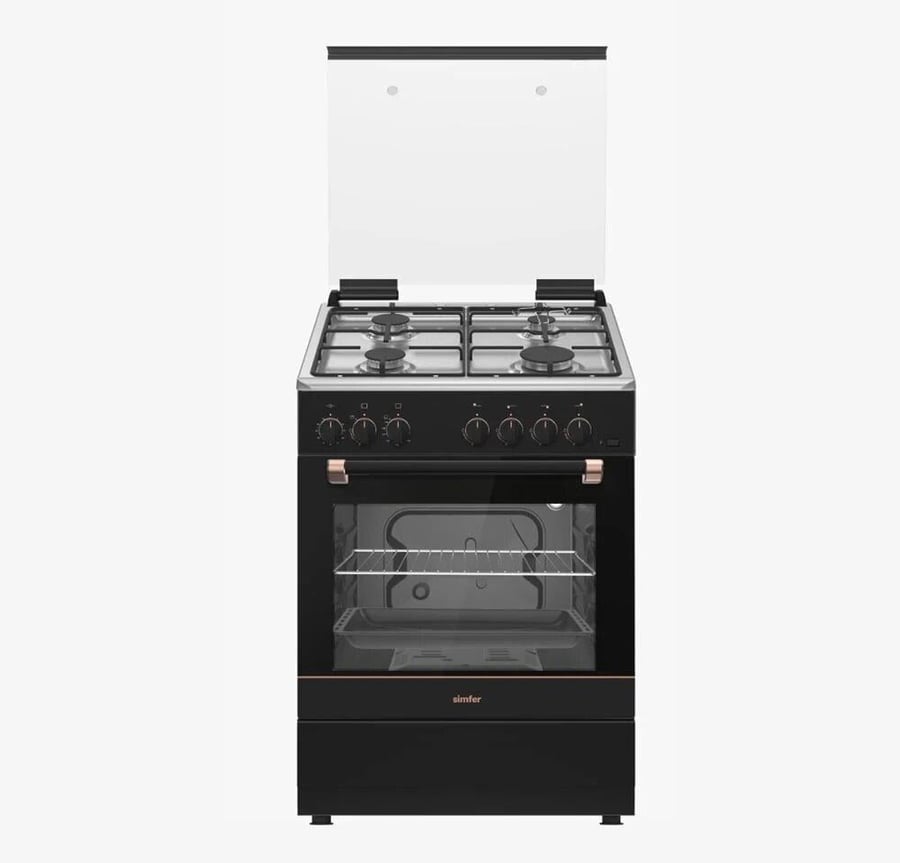 سيمفر فرن غاز 4 شعلات - 60x60 سم - أسود - F6402SGRIM-SMF02