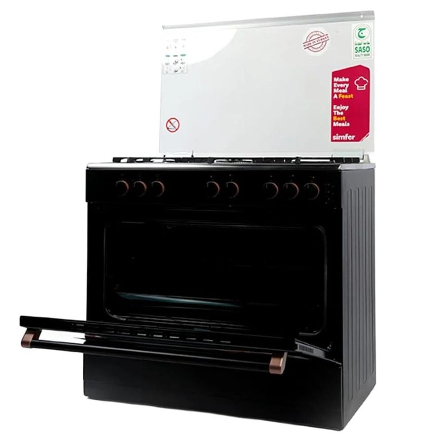 سيمفر فرن 5 عيون غاز 60x90 سم بمروحة - شبك ثقيل - أسود - F9502SGWIL-SMF01
