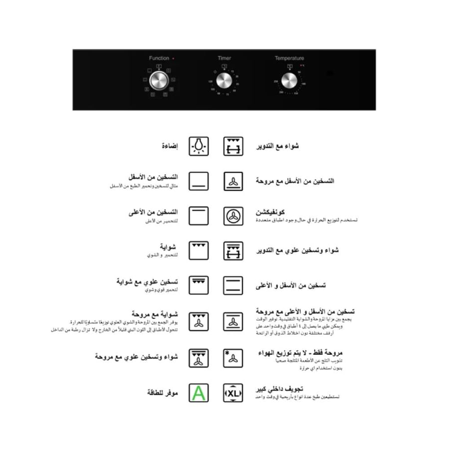 بولم فرن بلت ان كهربائي مع مروحة 60x60 سم - 4 وظائف - فضي - BLF60EB-4
