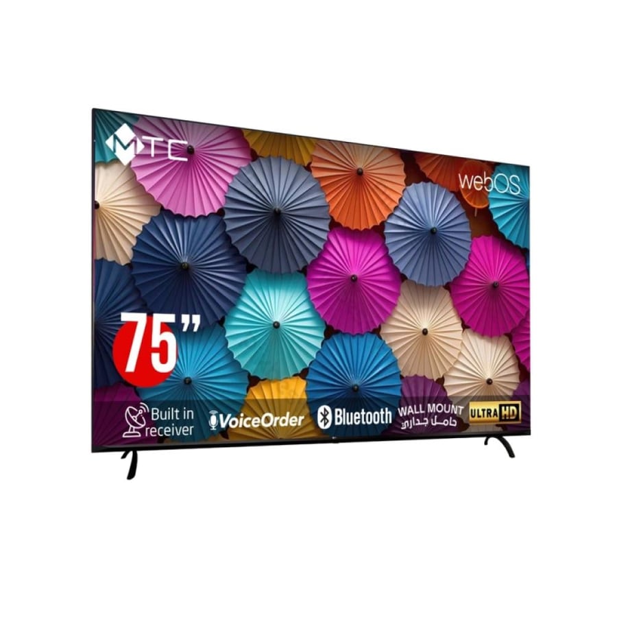 ام تي سي شاشة 75 بوصة سمارت - WebOS - ماجيك ريموت - دقة UHD - موديل MT75UH200WVWOS