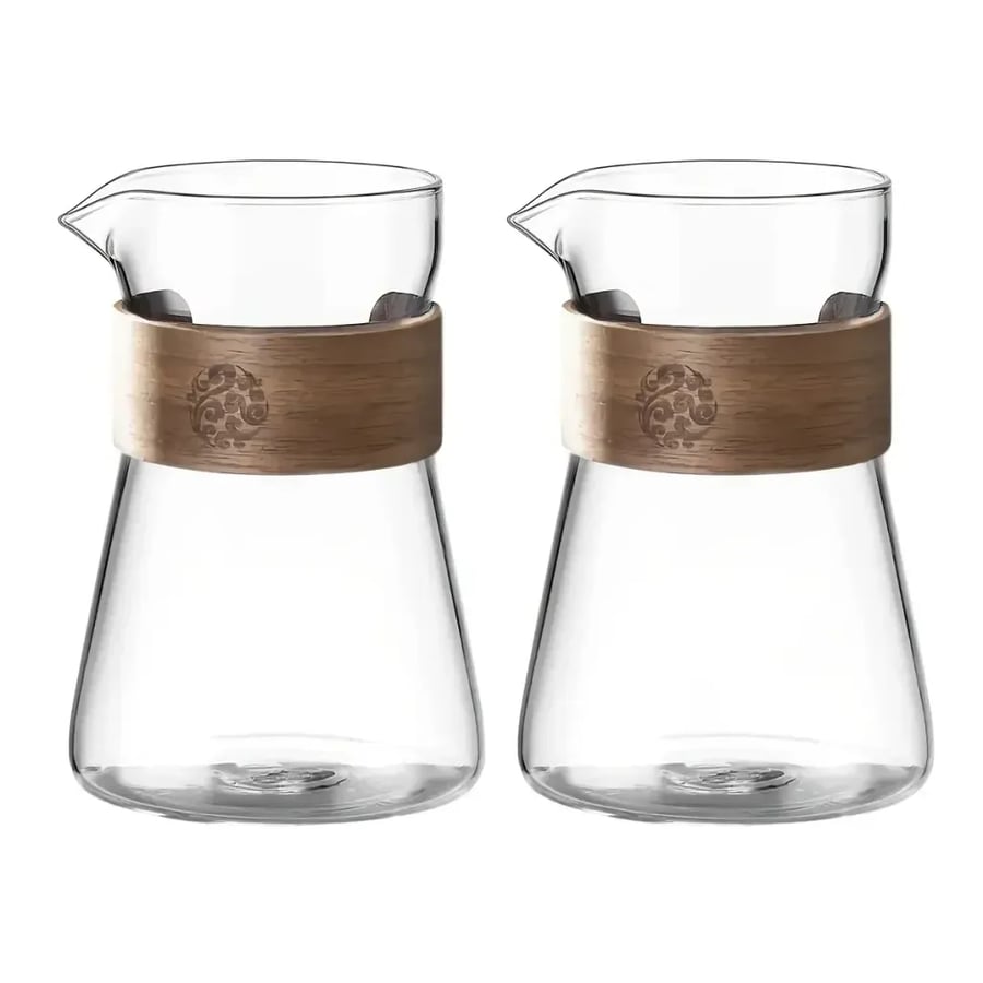 17oz/500ml Glass Coffee Pot Carafe with Wood Heat-Resistant Layer, High Borosilicate Espresso Shot Glass Mug ,Coffee Accesories