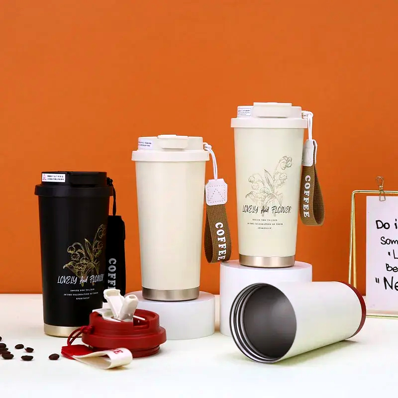 Personalised Thermo Cafe Coffee Mug Car Thermos Mug Stainless Steel Travel Thermo Cup for Tea Water Coffee 530ml