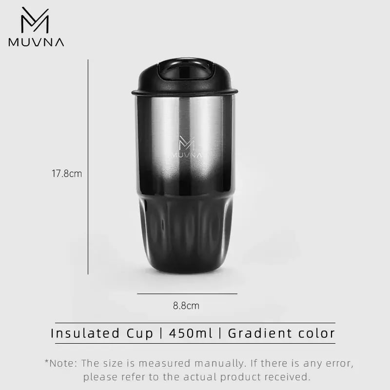 مج قهوة حراري للسفر من الفولاذ المقاوم للصدأ من MUVNA - عزل مزدوج، مانع للتسرب، سعة 260/450 مل
