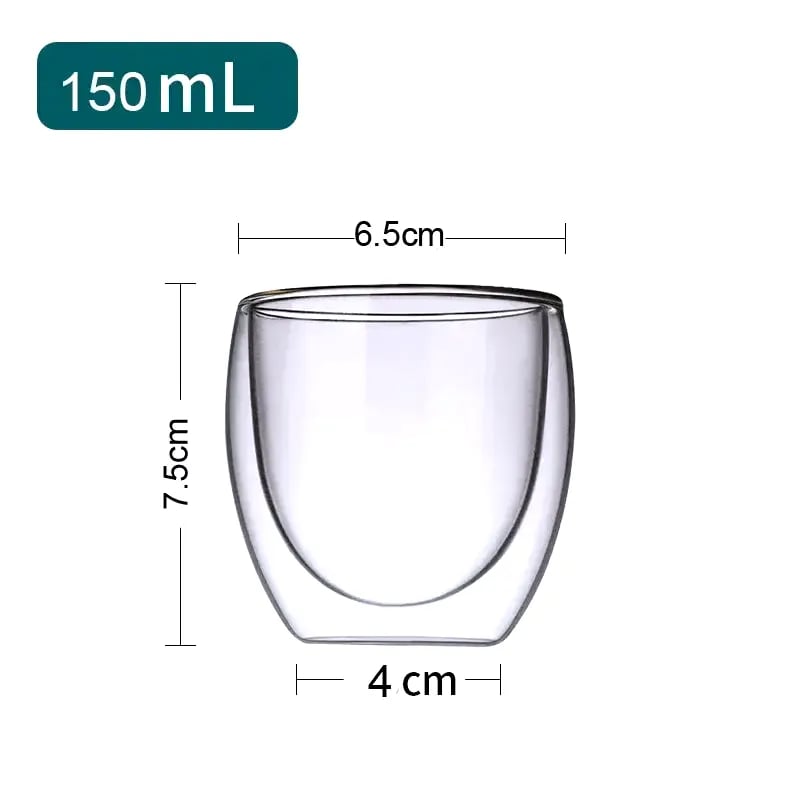 Double Bottom Wall Glass Coffee Cup Whiskey Tea Thermal Heat Resistant Cocktail Vodka Shot Wine Mug Drinkware Tumbler Set