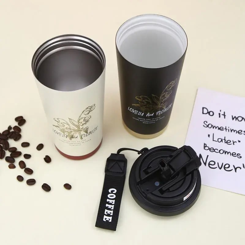 Personalised Thermo Cafe Coffee Mug Car Thermos Mug Stainless Steel Travel Thermo Cup for Tea Water Coffee 530ml