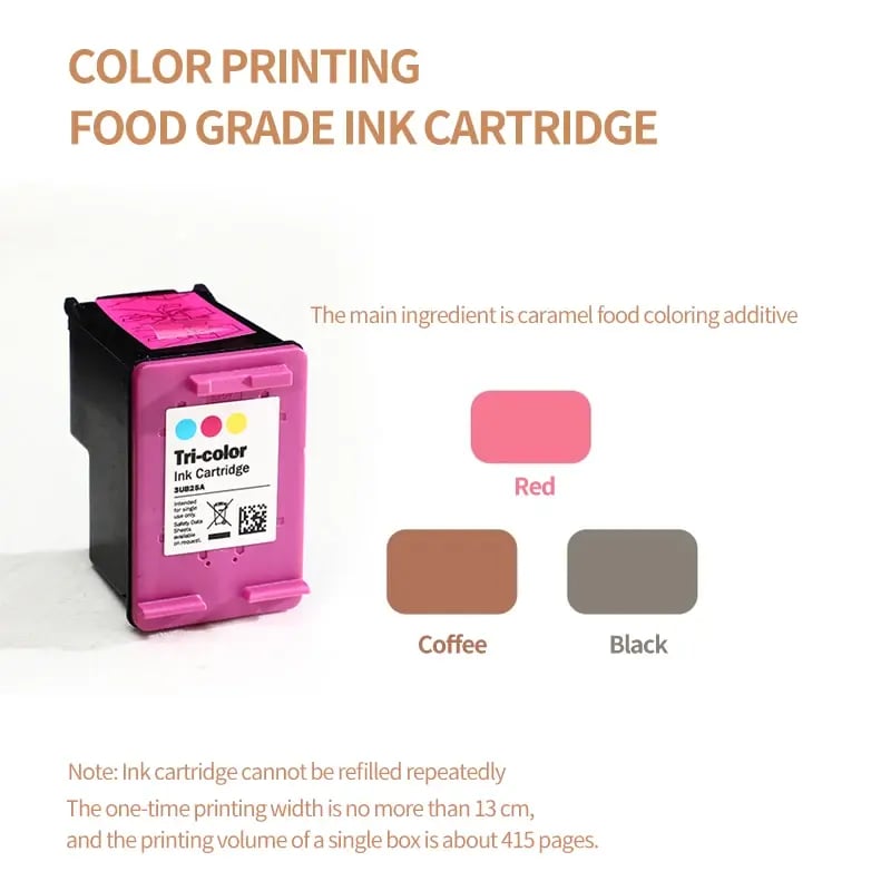 طابعة الطعام المحمولة AORAN PrintMini، طابعة حبر صالح للأكل ملونة، آلة طباعة عبر التطبيق للقهوة واللاتيه والكعك والبسكويت والخبز والماكارون