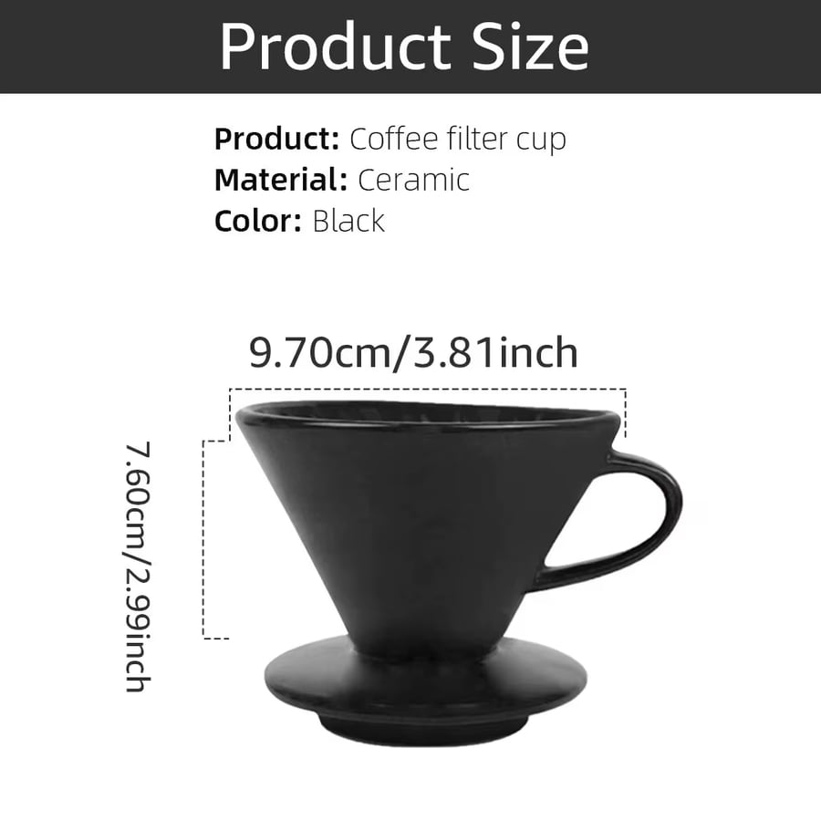 Pour Over Coffee Dripper, Reusable Ceramic Coffee Drip Filter for Home, Office, Cafe, Easy Manual Brew Maker Gift, Size 02