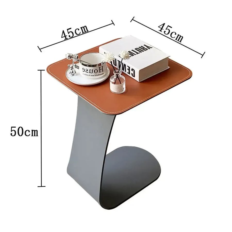 Small Square Modern Minimalist Luxury Leather Coffee Table, Elegant Movable Side Table