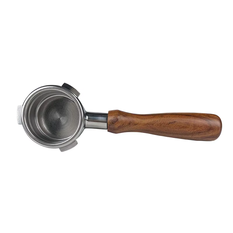 مقبض فلتر إسبريسو بدون قاع 54 مم مع مقبض خشبي لآلات بريفيل Breville BES870/875/878/880 - ستانلس ستيل عالي الجودة