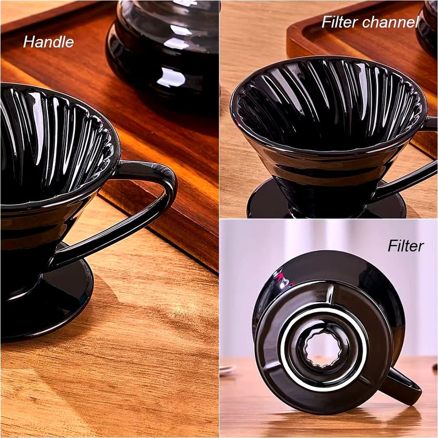 Pour Over Coffee Dripper, Reusable Ceramic Coffee Drip Filter for Home, Office, Cafe, Easy Manual Brew Maker Gift, Size 02