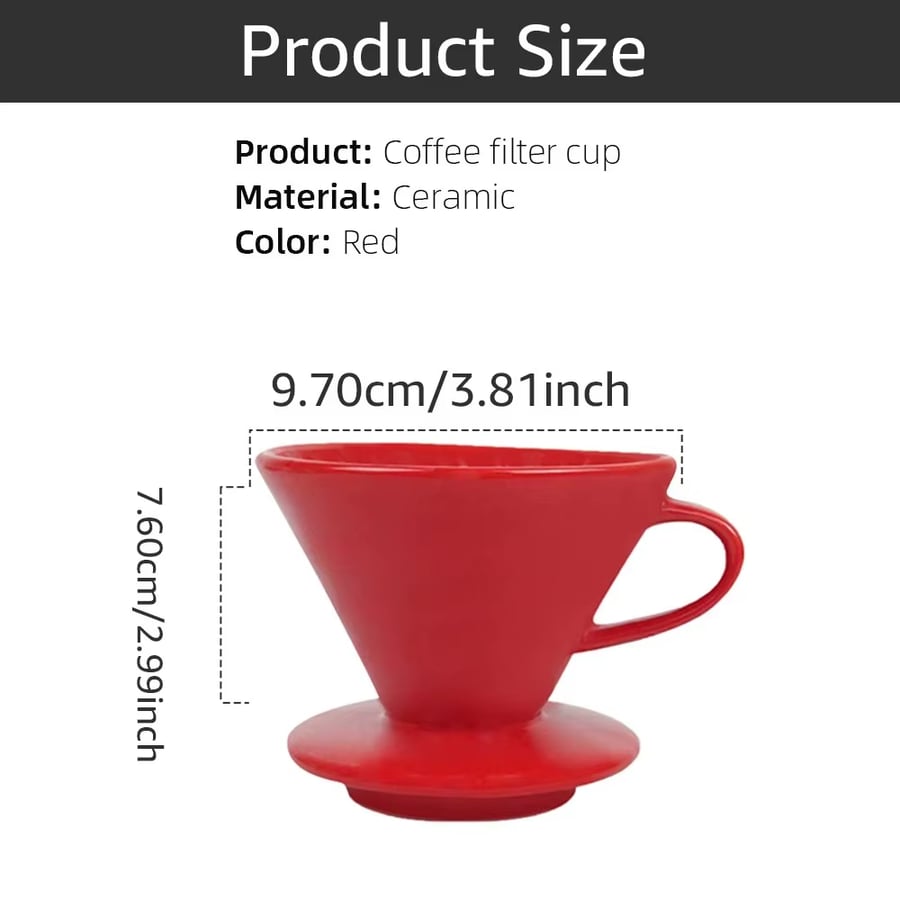 Pour Over Coffee Dripper, Reusable Ceramic Coffee Drip Filter for Home, Office, Cafe, Easy Manual Brew Maker Gift, Size 02