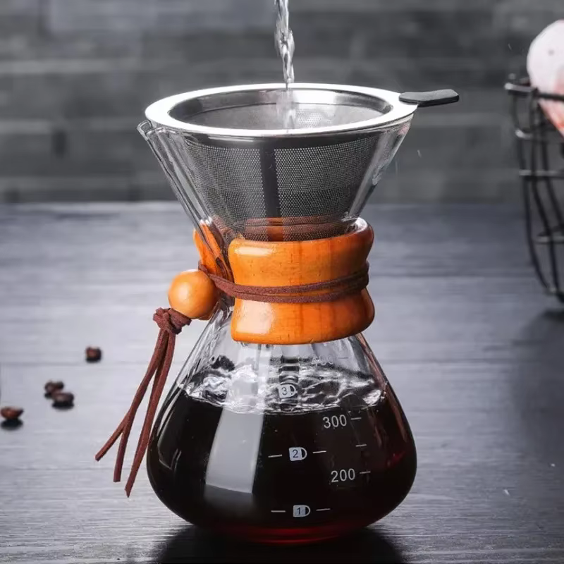 Hand Brewed Coffee Sharing Pot Filter Screen Glass Coffee Filter Cup Coffee Pot Set Drip Small Household Glass Pot 400-800ml