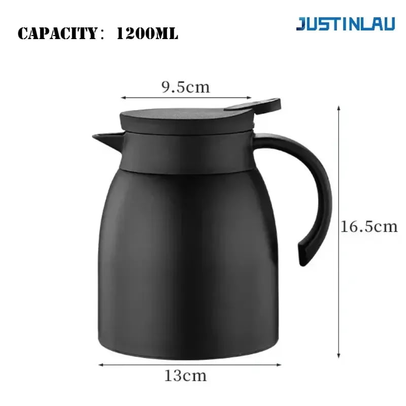 JUSTINLAU 1200 مللي إبريق شاي معزول 304 إبريق شاي من الفولاذ المقاوم للصدأ مع فلتر شاي إبريق قهوة سعة كبيرة غلاية مكتب تخمير الشاي