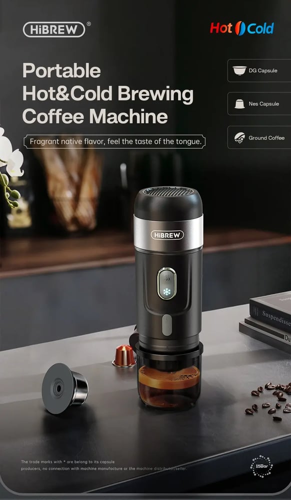 HiBREW 6in1 Hot/Cold Capsule Coffee Machine Multi Espresso Caffettiera Cappuccino Dolce Gusto Nespresso Powder H1B