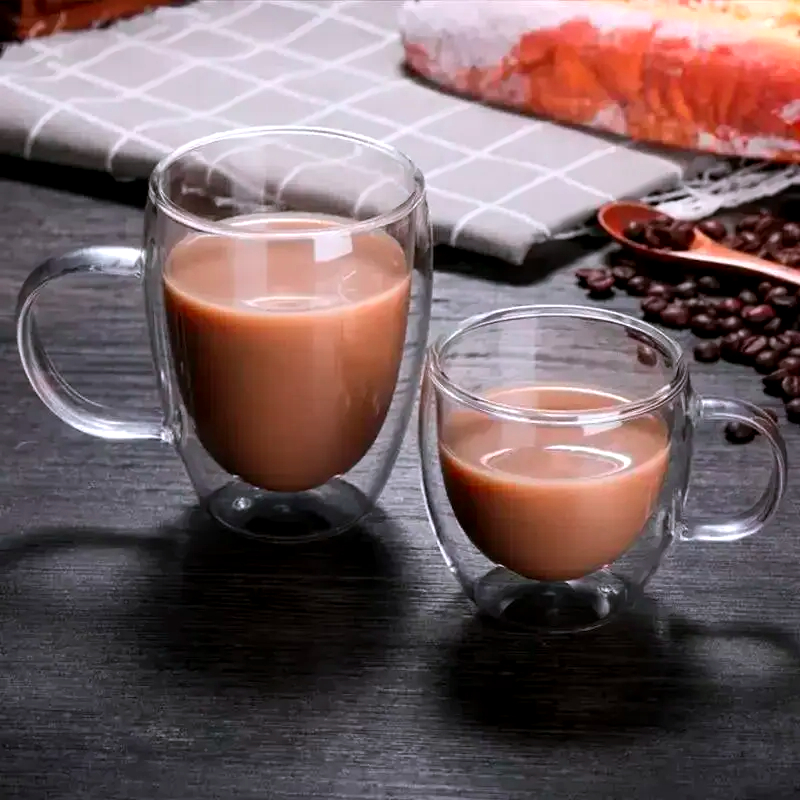 Double Bottom Wall Glass Coffee Cup Whiskey Tea Thermal Heat Resistant Cocktail Vodka Shot Wine Mug Drinkware Tumbler Set