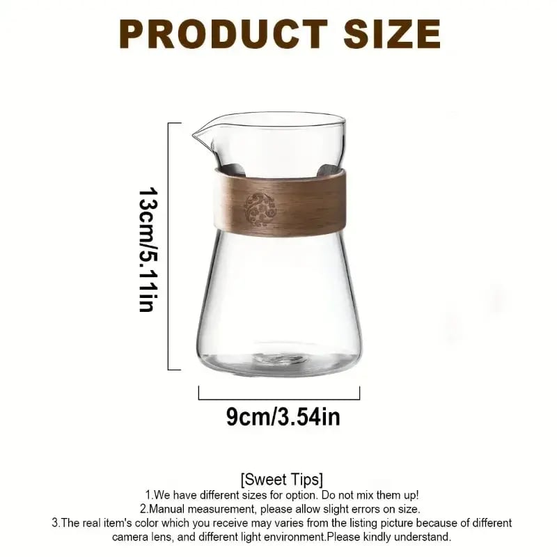 17oz/500ml Glass Coffee Pot Carafe with Wood Heat-Resistant Layer, High Borosilicate Espresso Shot Glass Mug ,Coffee Accesories