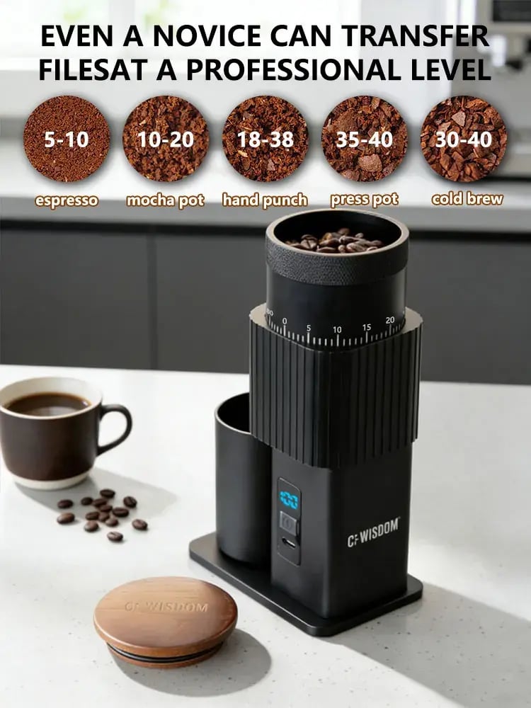 Portable Electric Coffee Grinder, USB Rechargeable Bean Grinder, Burr Grinder for Home Kitchen, Christmas Gift