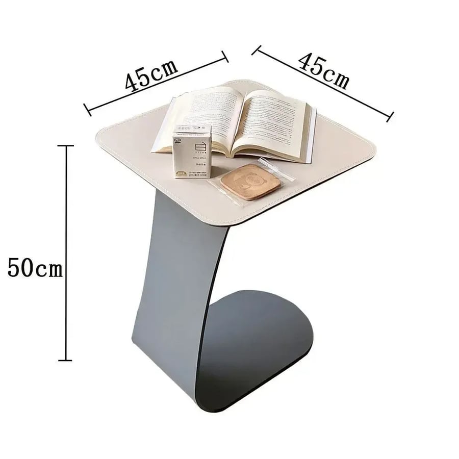 Small Square Modern Minimalist Luxury Leather Coffee Table, Elegant Movable Side Table