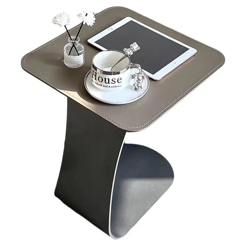 Small Square Modern Minimalist Luxury Leather Coffee Table, Elegant Movable Side Table