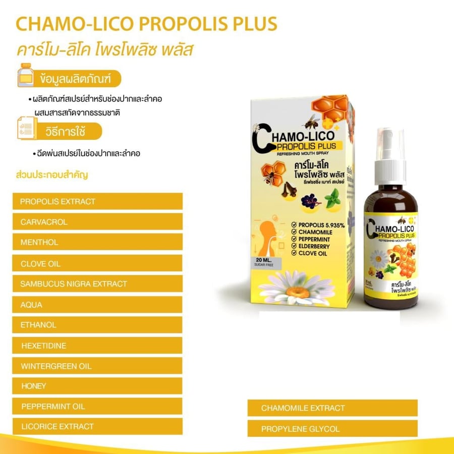 بخاخ الفم الطبيعي CHAMO-LICO Propolis Plus