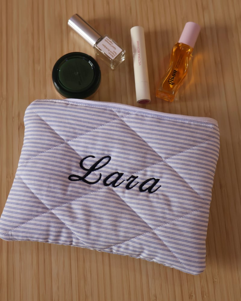 CUSTOM BLUE STRIPES FLAT POUCH