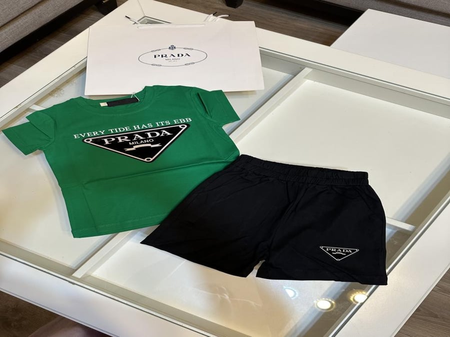 Prada suit shirt + green T-shirt
