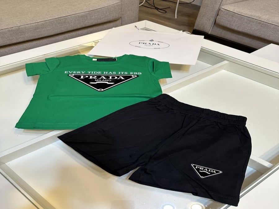 Prada suit shirt + green T-shirt