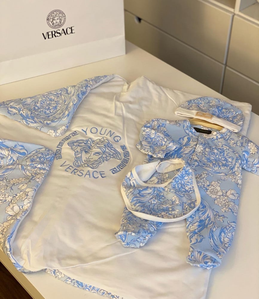 Blue Versace newborn set
