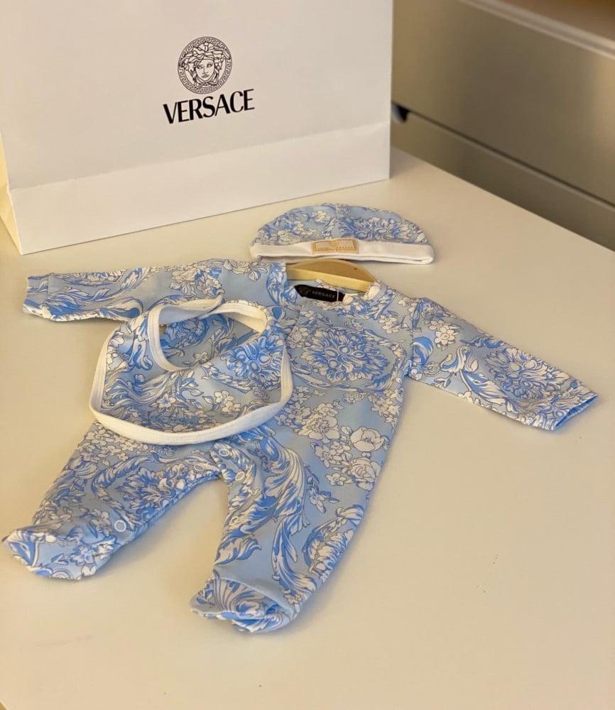 Blue Versace newborn set