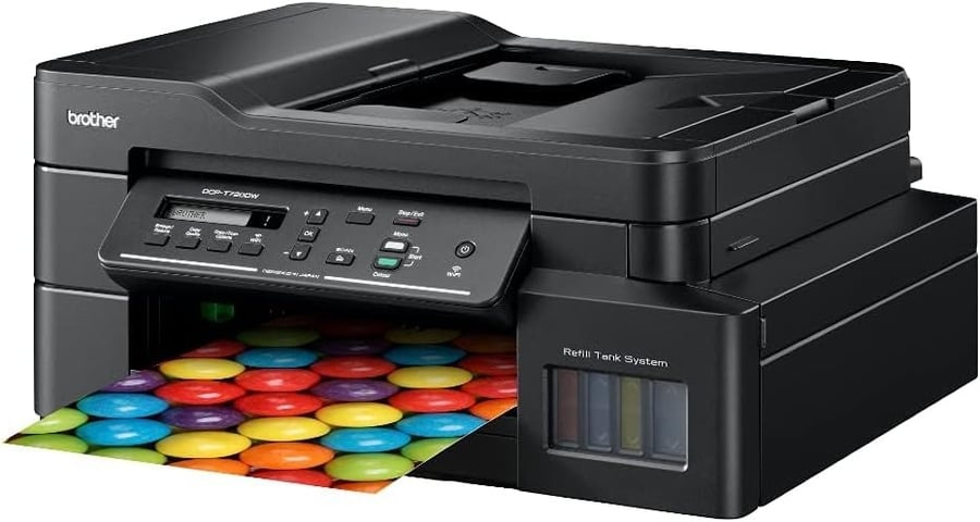 طابعة لاسلكية الكل في واحد بخزان حبر من بروذر طراز DCP-T720DW، مع مميزات تلقائية على الوجهين وطباعة سحابية ومسح ضوئي للجوال