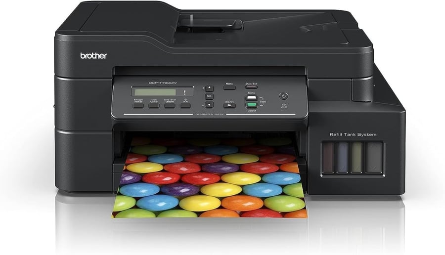 طابعة لاسلكية الكل في واحد بخزان حبر من بروذر طراز DCP-T720DW، مع مميزات تلقائية على الوجهين وطباعة سحابية ومسح ضوئي للجوال