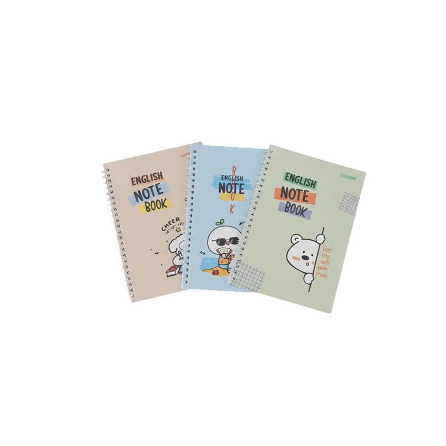 دفتر سلك انجليزي  60 ورقة 3 حبات مقاس A5 ، موديل : 0002-90009